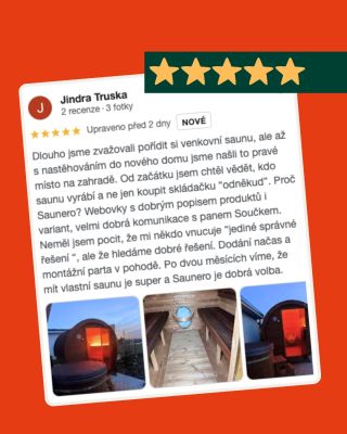 Po dvou měsících víme, že mít vlastní saunu je super a Saunero je dobrá volba. Děkujeme moc panu Jindrovi Truskovi, který...
